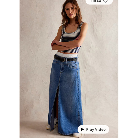 Free People We The Free Come As You Are Denim Maxi Skirt 4 NEW